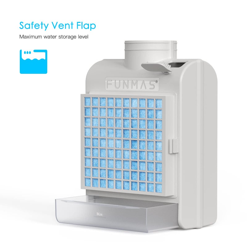 FUNMAS مجفف داخلي 3 في 1، فلتر شاشة من الفولاذ المقاوم للصدأ، فلتر بوليستر ونظام سحب الماء، تحسين فتحة التهوية الآمنة، مع 4 قطع من فلاتر البوليستر، لمجففات الملابس الكهربائية - Image 3