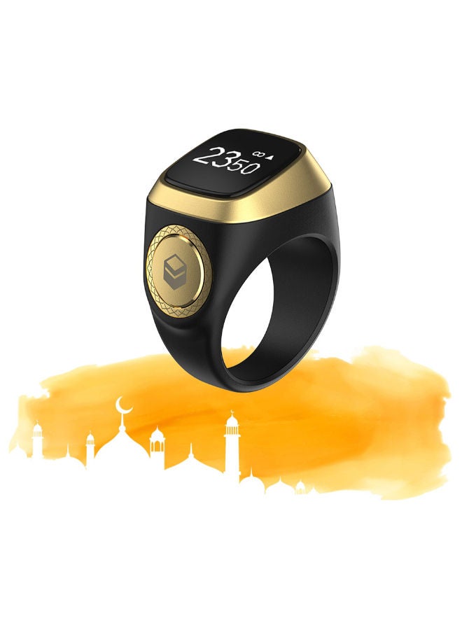 iQIBLA Zikr1 lite Smart Tasbih Tally Counter Ring for Muslims Zikr Digital Tasbeeh 5 Prayer Time Reminder Bluetooth Waterproof - Black - 22mm - Image 1