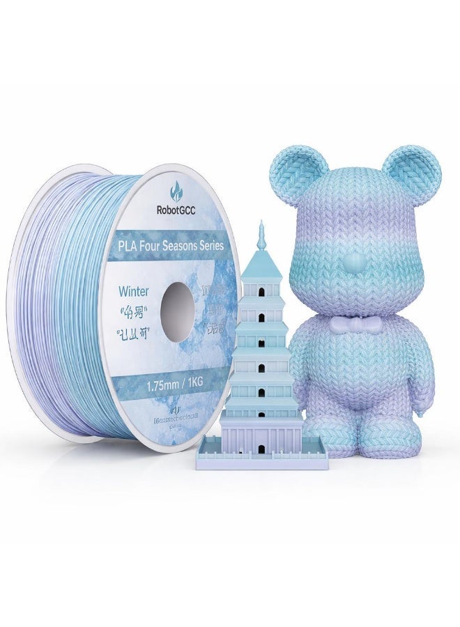 RobotGCC PLA Winter Blue Purple Gradient 3D Printer Filament 1.75mm 1KG, Cool Seasonal Color Transition, Smooth Extrusion, Low Warping for FDM 3D Printers and Fantasy Models - Image 1