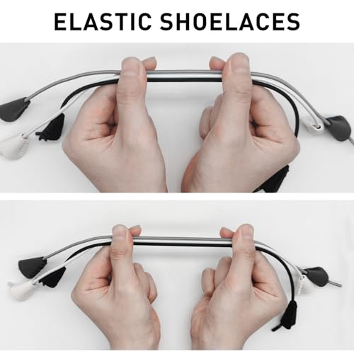 UamGlsob 2Pairs Elastic Shoelaces for Hey Dude Shoes, No Tie Bungee Stretchy Shoe Laces, Strings Replacement Stretch Laces (White, 14"/35cm) - Image 5