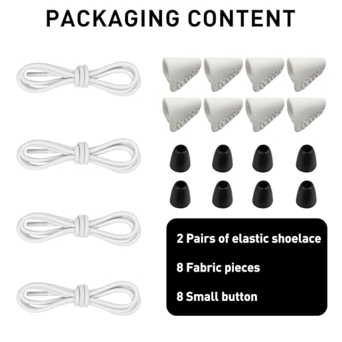 UamGlsob 2Pairs Elastic Shoelaces for Hey Dude Shoes, No Tie Bungee Stretchy Shoe Laces, Strings Replacement Stretch Laces (White, 14"/35cm) - Image 2