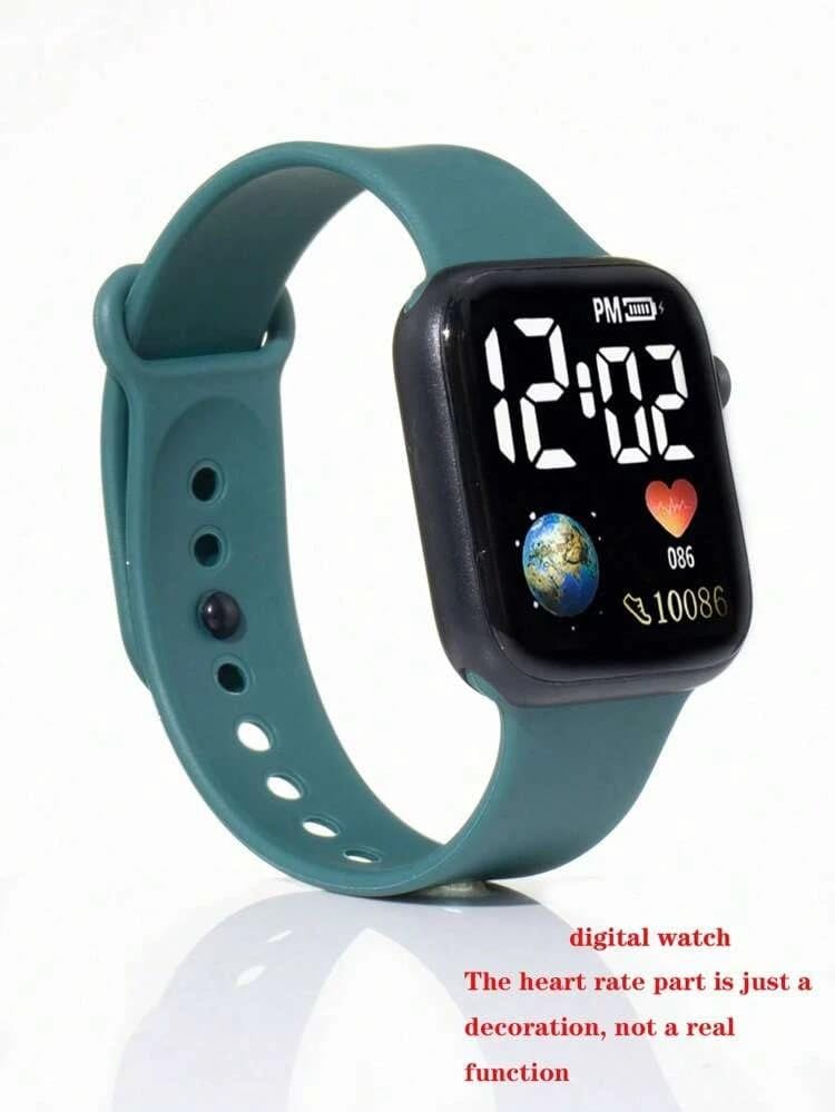 Acnos® Premium Green Brown Colors Luminous LED Display Fashionable Children Kids Digital Watches Waterproof Sports Square Electronic Led Watch for Kids Boy Baby Girls Digital Watch for Kid - Image 4