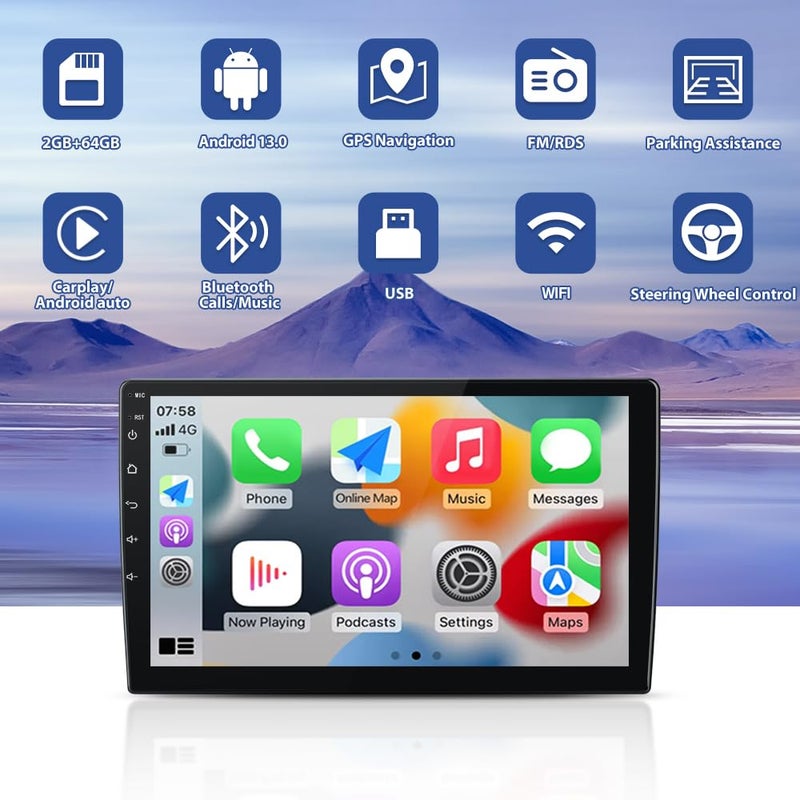 Pyniro Car Radio Stereo Upgrade for Dodge RAM 1500/2500/3500 2002-2005, Android Head Unit with 9 Inch Touch Screen/Backup Camera/Wireless CarPlay & Android Auto/Mirroring/Wi-Fi/Bluetooth/SWC - Image 3