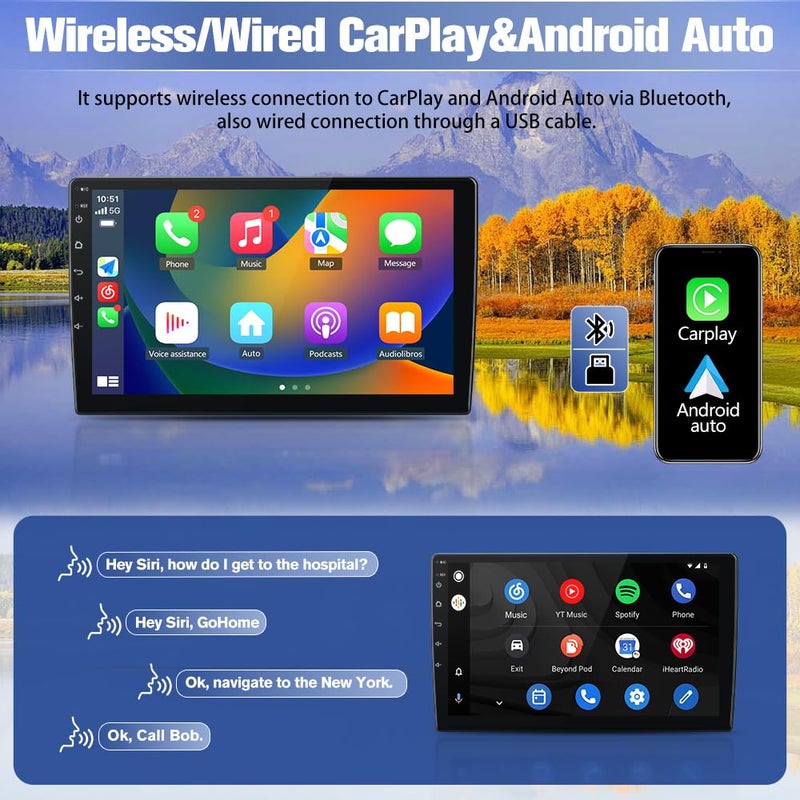 Pyniro Car Radio Stereo Upgrade for Dodge RAM 1500/2500/3500 2002-2005, Android Head Unit with 9 Inch Touch Screen/Backup Camera/Wireless CarPlay & Android Auto/Mirroring/Wi-Fi/Bluetooth/SWC - Image 4