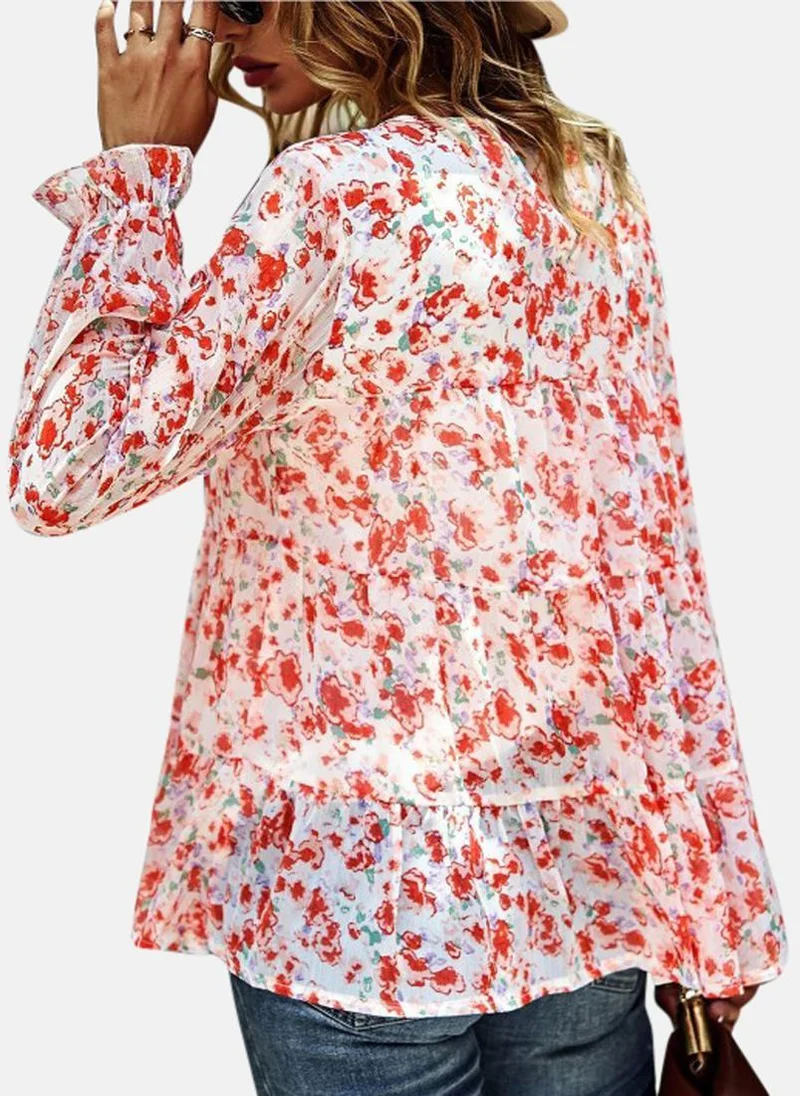 يونيكي Pink Round Neck Printed Top