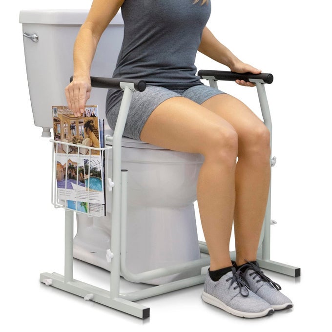 TOILET SAFETY FRAME WITH ARMS FSAHSA ELIGIBLE TOILET SAFETY SUPPORT RAIL FOR SENIORS TOILET BAR WITH HANDLES FOR ELDERLY HANDICAPPED DISABLED BATHROOM ASSISTANCE AID TO HELP STAND