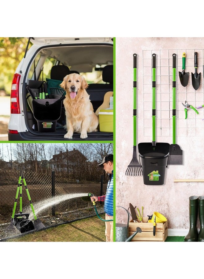 LANNEY Pooper Scooper - 38" Long Adjustable Metal Handle Dog Pooper Scooper Swivel Bin & Rake & Spade with 50 Bags Attachment, Portable Heavy Duty Dog Poop Scooper for Yard Dogs Large Medium Small - Image 4