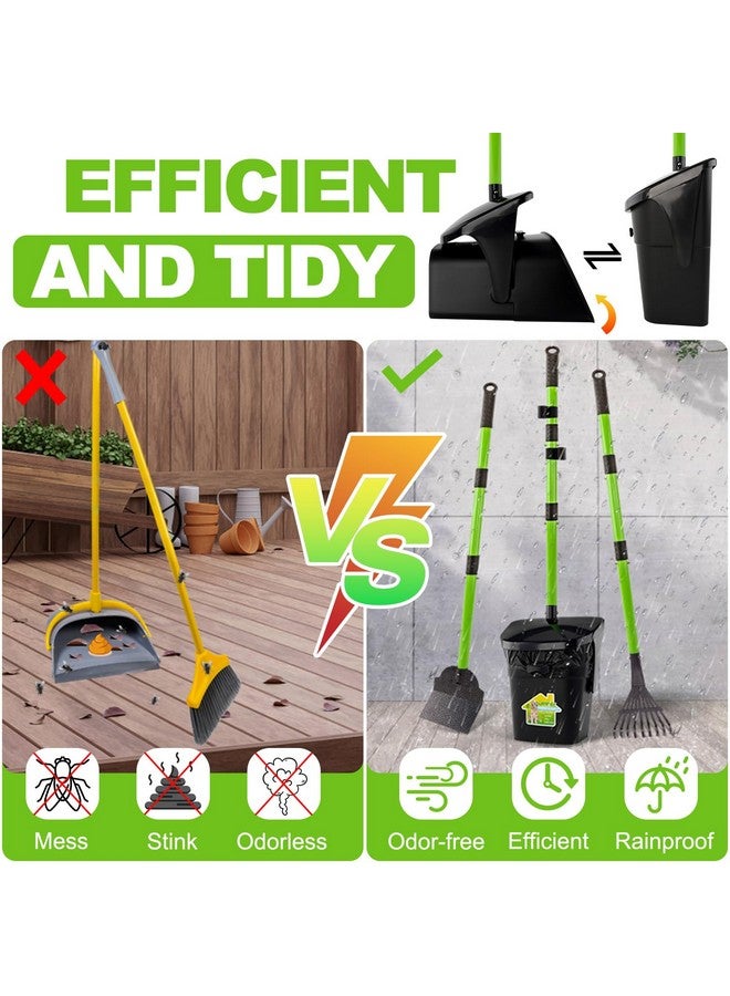 LANNEY Pooper Scooper - 38" Long Adjustable Metal Handle Dog Pooper Scooper Swivel Bin & Rake & Spade with 50 Bags Attachment, Portable Heavy Duty Dog Poop Scooper for Yard Dogs Large Medium Small - Image 1