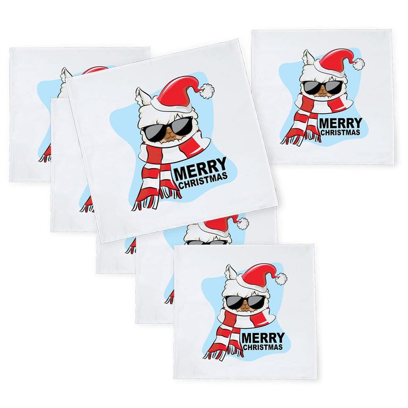 Khakee 6 Pcs Christmas Theme Silk Table Napkins 10x 10 for Xmas Decoration Christmas OrnamentsChristmas Giftxmas21568 - Image 1