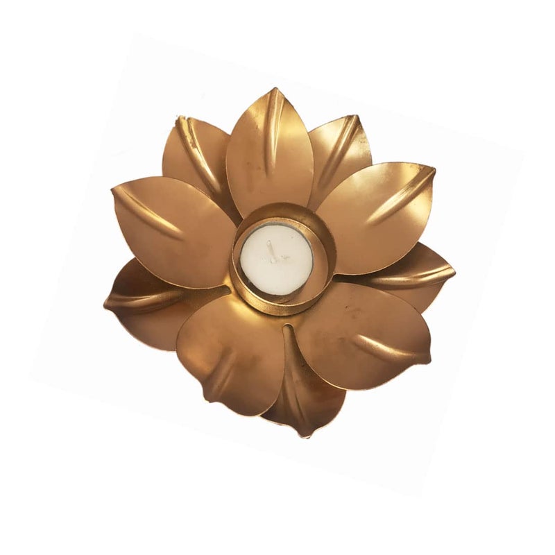 StayBuy Diya for Diwali Home dcor Tealight Candle Holder in Lotus Flower Shape with tealight ColorGold Pack_01  - Image 2