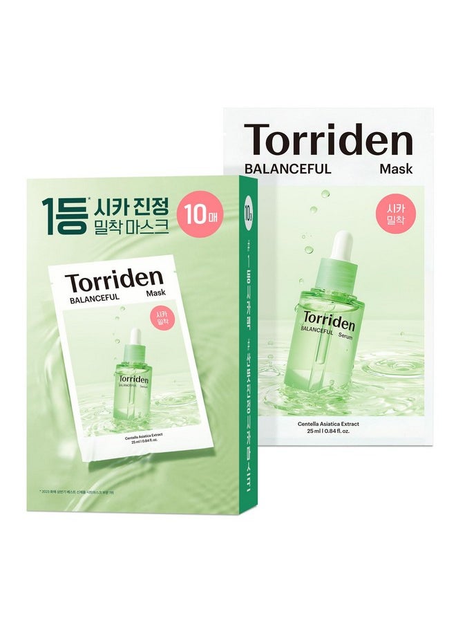 Torriden Torriden BALANCEFUL Cica Facial Sheet Masks (10 Sheets) - Facial Mask for Soothing, Calming, Balancing, and Nourishing with Centella Asiatica, Hyaluronic Acid, and Panthenol  - Image 1