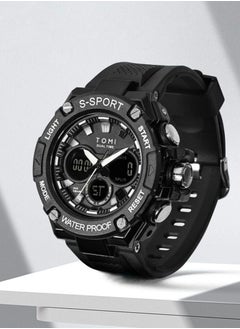 TOMI TOMI Men's Double Watch That Glow In The Dark And Displays The Time Electronically And In The Form Of Analogues, Waterproof And Scratches, With a Rubber Strap Made Of Silicone  - Image 2
