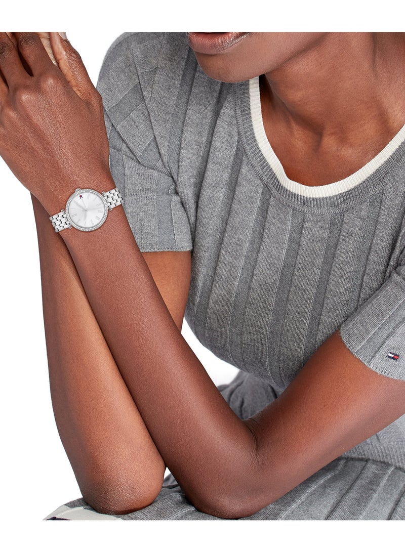 TOMMY HILFIGER ساعة نسائية دائرية أنالوج بعلبة فضية - 1782719 - Image 4