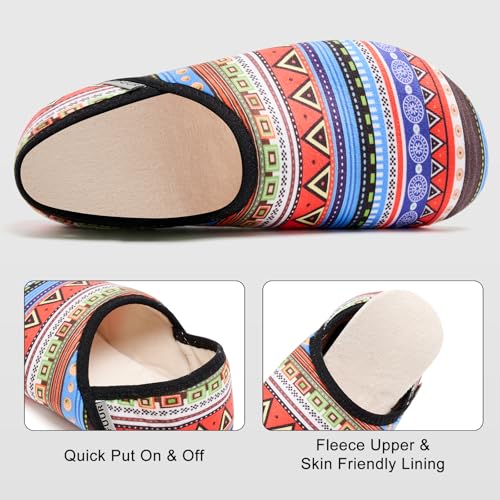 VIFUUR House Slippers for Women Men Slip on Indoor Barefoot Slipper Socks Fuzzy Cozy Sock Shoes for Home Bedroom Travel Geometric Style,38/39 - Image 3