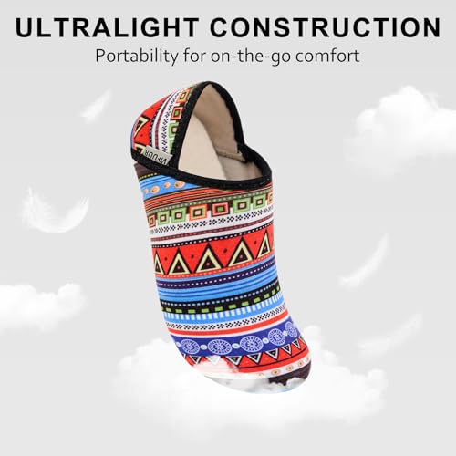 VIFUUR House Slippers for Women Men Slip on Indoor Barefoot Slipper Socks Fuzzy Cozy Sock Shoes for Home Bedroom Travel Geometric Style,38/39 - Image 5