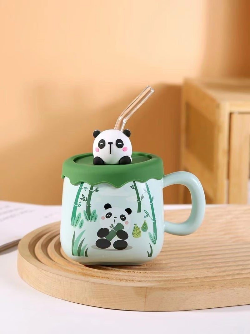 Vasukie Panda Coffee Mug with Silicone Lid & Glass Spoon, Mugs for Coffee, Rakhi for Brother, Birthday Gift, Ceramic Mug, 3D Panda Lid Coffee Mug (Silicone Panda Mug) - Image 4