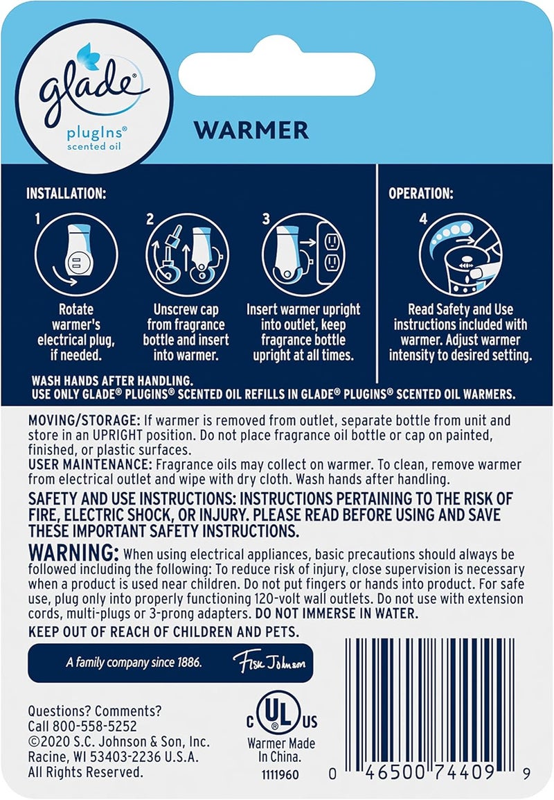 Glade جهاز تسخين معطر الهواء غليد بلوجينز مع زيوت عطرية وزيوت أساسية للمنزل والحمام حتى 50 يومًا على الإعداد المنخفض عبوة من 4 - Image 2