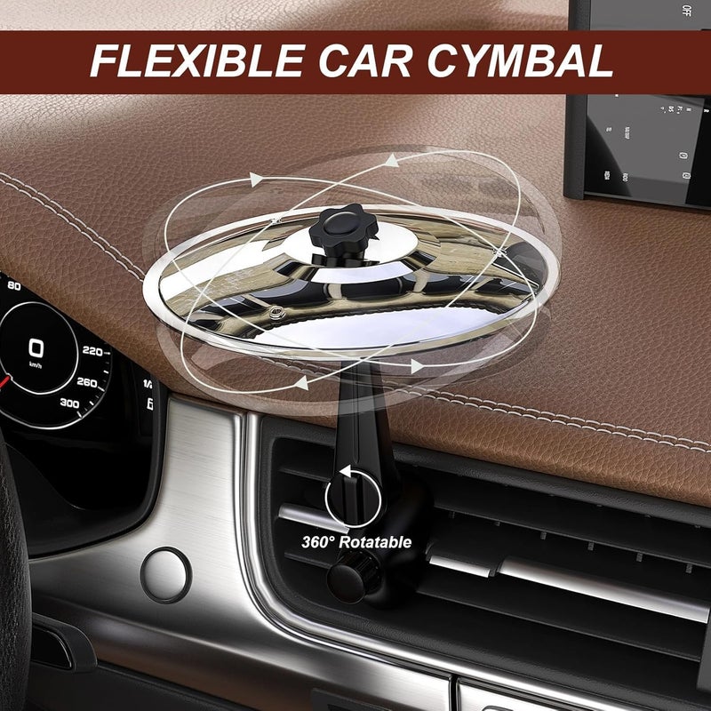 MENGBEI Car Crash Cymbal, Car Crash Cymbal Drum, Car Drum Air Vent Hand Drum Percussion Instruments Decoration, for All Types of Vehicles, Music Lovers, Driving Entertainment (Silver) - Image 3