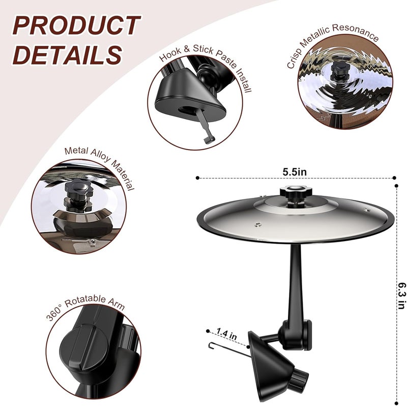 MENGBEI Car Crash Cymbal, Car Crash Cymbal Drum, Car Drum Air Vent Hand Drum Percussion Instruments Decoration, for All Types of Vehicles, Music Lovers, Driving Entertainment (Silver) - Image 2