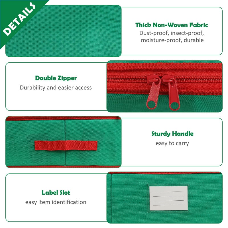 bruwaa Christmas Wrapping Paper Organizer Storage Bag Containers Interior Pockets 41" Fits Up to 27 Rolls 3/8â€ Diam, Green - Image 4