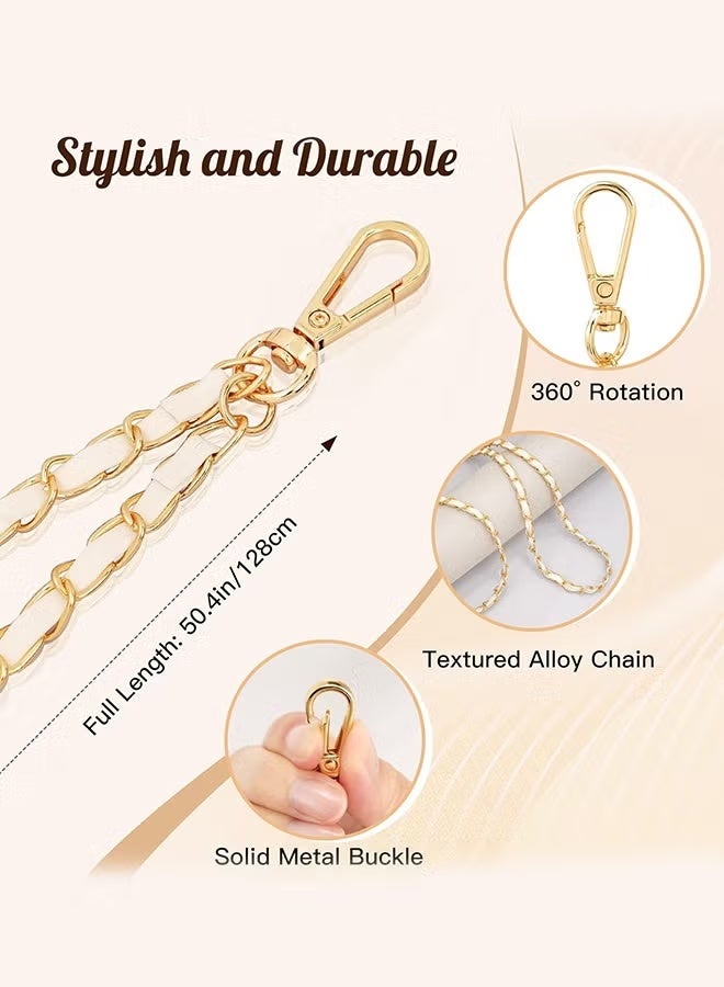 Universal Phone Lanyard, Metal Cell Phone Chain Anti-Theft Crossbody Strap for iPhone 16, 15 and Most Smartphones, Cell Phone Neck Holder for Women, Gold & White - Image 2