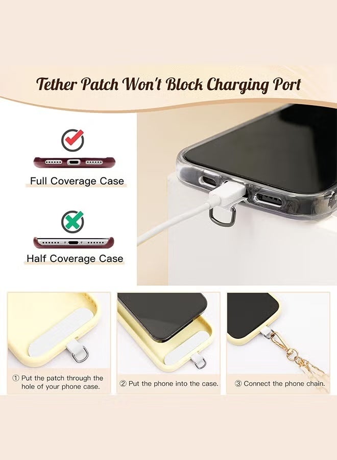Universal Phone Lanyard, Metal Cell Phone Chain Anti-Theft Crossbody Strap for iPhone 16, 15 and Most Smartphones, Cell Phone Neck Holder for Women, Gold & White - Image 3