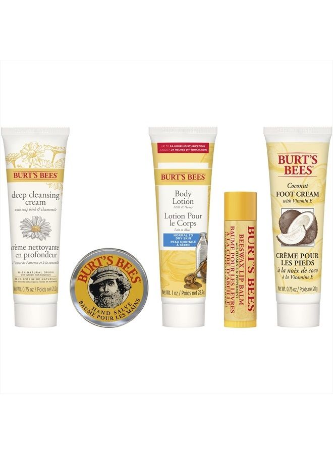 Burt's Bees Easter Basket Stuffers Gifts, 5 Body Care Products, Everyday Essentials Set - Original Beeswax Lip Balm, Deep Cleansing Cream. Hand Salve, Body Lotion & Foot Cream, Travel Size - Image 2
