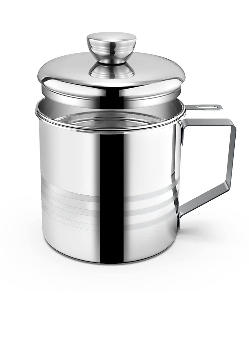 1.2L Oil Strainer Container, Stainless Steel Kitchen Cooking Oil Storage Pot Grease Keeper with Detachable Fine Mesh Filter  - Image 2