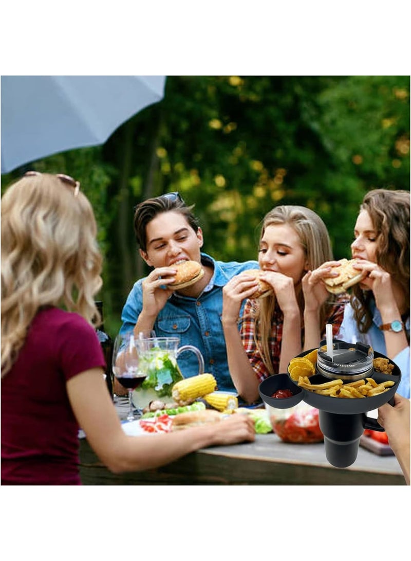 SOLARAE Bowl for Stanley 40oz Tumbler with Handle - Tumbler Snack Tray for Stanley Cup Accessories - Reusable Food-Grade Silicone Snack Bowl with Holder Ring - Compatible with Stanley Cup, Black - Image 4