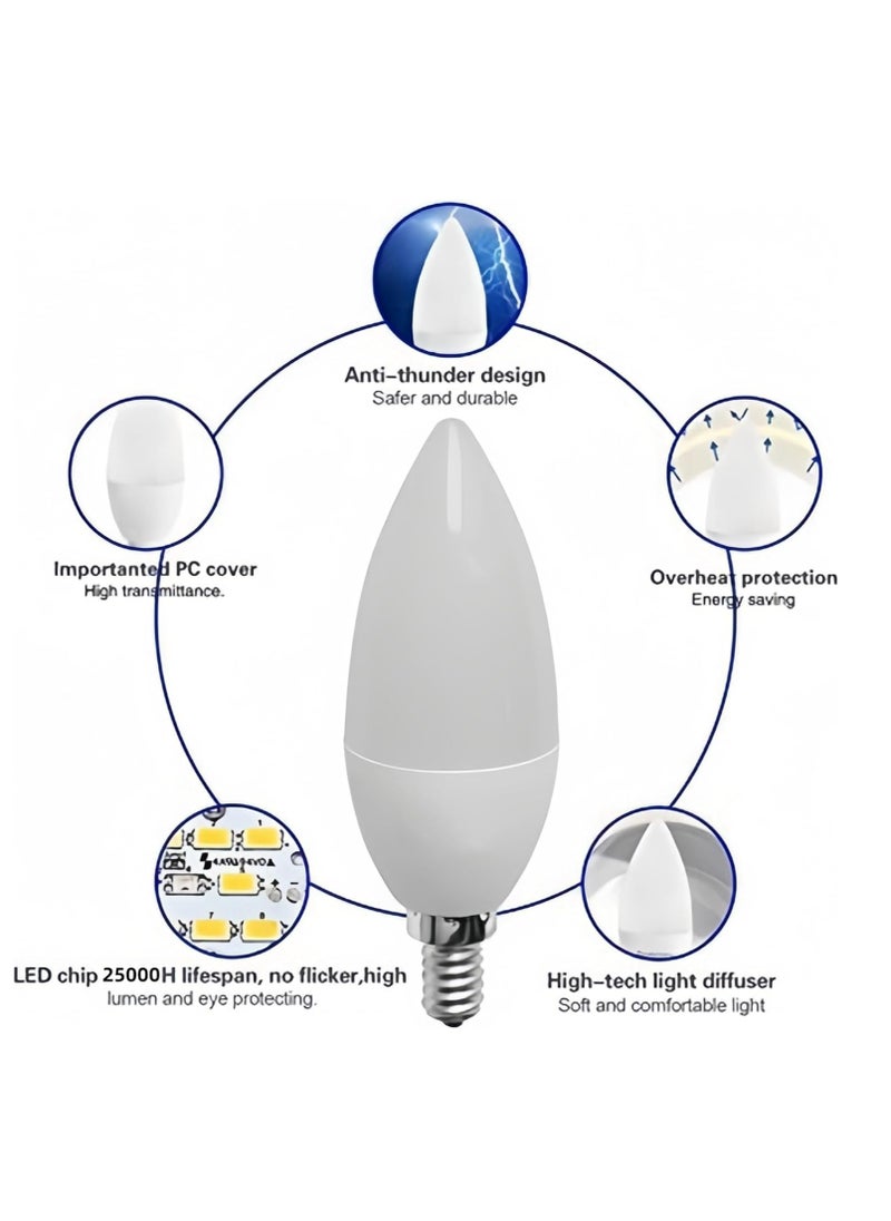 HUA QIANG WANG 10 piece E14 LED Candle Light Bulb, 6500k White Light  - Image 3