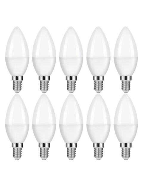 10 قطعة E14 LED لمبات شمعة ، ضوء أبيض 6500k