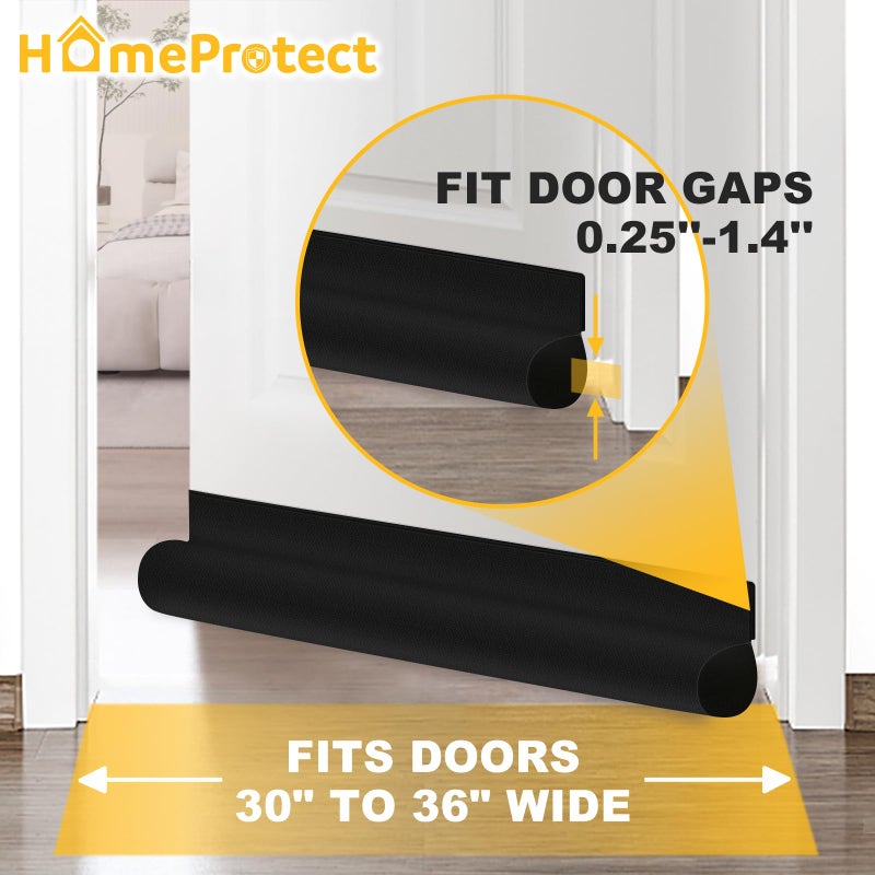 Homeprotect Door Draft Stopper 2 Pack Adjustable  Door Sweep For Bottom Of Door  Weather Stripping Door Seal Interior & Exterior  Block Cold Air  Sound Light Dust  Easy To Install 30  Black - Image 5