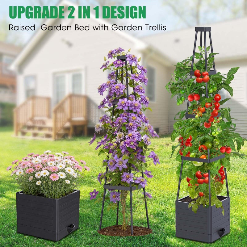 MQHUAYU 2-Pack Tomato Planter with Trellis, 57" Self-Watering Raised Garden Bed Planter Box, Tomato Cages for Indoor & Outdoor Climbing Plants, Vines, Vegetables, and Flowers (57x9.8x9.8IN) - Image 4
