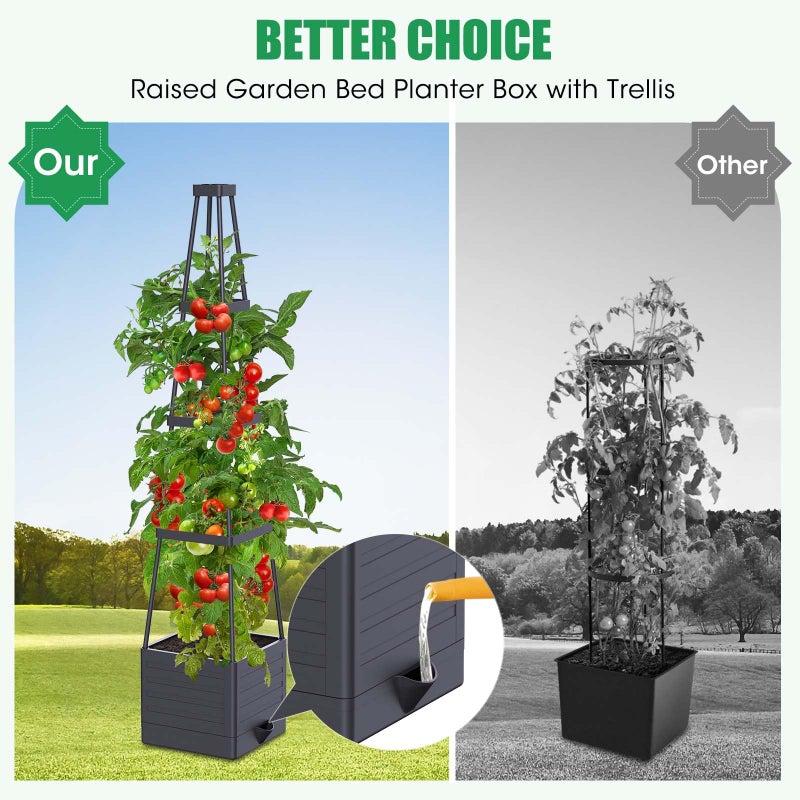 MQHUAYU 2-Pack Tomato Planter with Trellis, 57" Self-Watering Raised Garden Bed Planter Box, Tomato Cages for Indoor & Outdoor Climbing Plants, Vines, Vegetables, and Flowers (57x9.8x9.8IN) - Image 3