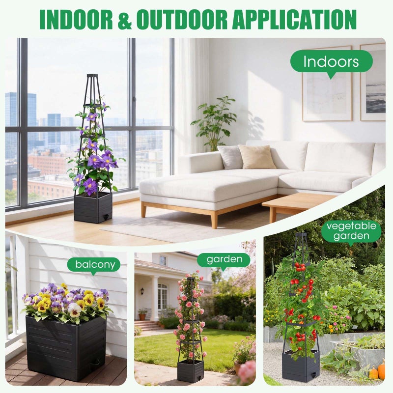 MQHUAYU 2-Pack Tomato Planter with Trellis, 57" Self-Watering Raised Garden Bed Planter Box, Tomato Cages for Indoor & Outdoor Climbing Plants, Vines, Vegetables, and Flowers (57x9.8x9.8IN) - Image 5