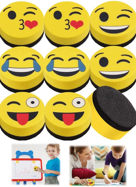 Magnetic Dry Erase Erasers 8 Pack Whiteboard Eraser Chalkboard Cleansers Wiper for Classroom Office Teacher Supplies Home and Smiley