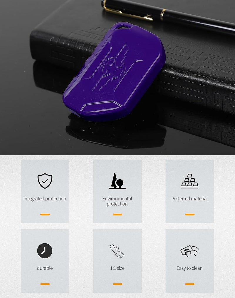 Hoolcar Key Fob Cover Case Key Holder Shell Remote Control Smart Key Fob Protector Compatible with Jeep Wrangler JL JLU & Gladiator JT 2018-2025, Purple - Image 5