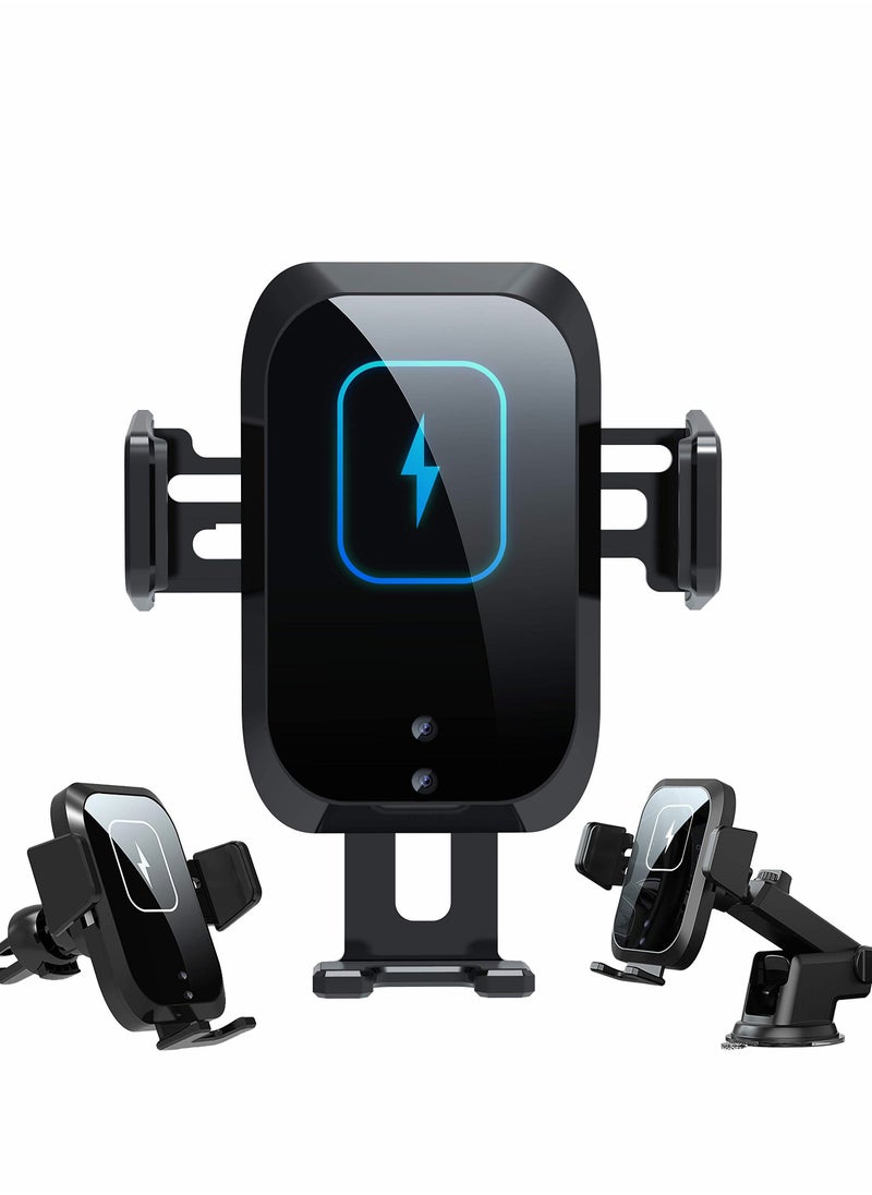 Excefore Wireless Car Charger Qi 15W Fast in Automatic Sensor Phone Holder Vent Mount Dashboard Mount/Cradle Compatible for iPhone 11 12 13 14 Pro Max X XS Plus S20 S21  - Image 1
