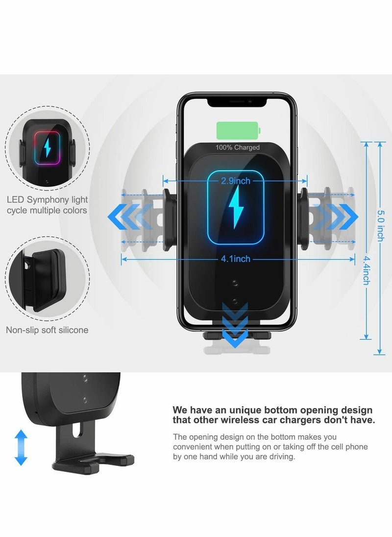 Excefore Wireless Car Charger Qi 15W Fast in Automatic Sensor Phone Holder Vent Mount Dashboard Mount/Cradle Compatible for iPhone 11 12 13 14 Pro Max X XS Plus S20 S21  - Image 4