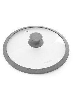 Fissman Fissman 24cm Glass Lid with Silicone Rim for Pans, Pots, Skillets, Transparent Glass Lid | Marbling Silicone Rim | Heat Resistant Silicone Knob | Replacement Glass Lid  - Image 1