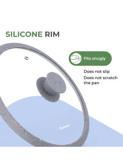 Fissman Fissman 24cm Glass Lid with Silicone Rim for Pans, Pots, Skillets, Transparent Glass Lid | Marbling Silicone Rim | Heat Resistant Silicone Knob | Replacement Glass Lid  - Image 5