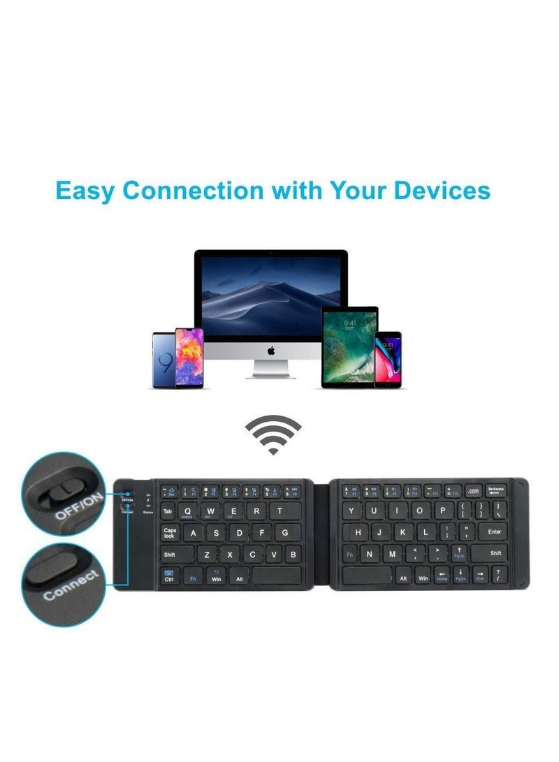 White Foldable wireless keyboard portable Folding Rechargeable Pocket Size Slim Lightweight compatible with Iphone12 Pro Max/Tablet/SmartPhone/Smart TV/PC/Tablet(Android/iOS/Windows)  - Image 4