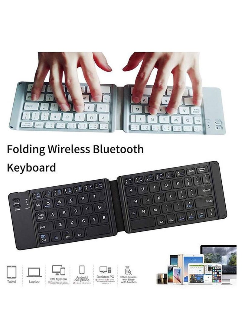 White Foldable wireless keyboard portable Folding Rechargeable Pocket Size Slim Lightweight compatible with Iphone12 Pro Max/Tablet/SmartPhone/Smart TV/PC/Tablet(Android/iOS/Windows)  - Image 2