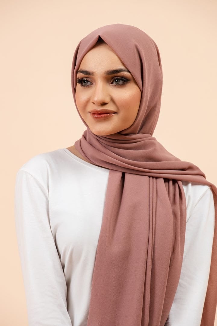 Solid Chiffon Hijab Shailah – 28 x 72 Inches – Soft Lightweight Scarf – Dusty Pink Color – Elegant & Breathable Wrap for Women & Girls – Modest Daily & Occasion Wear - Image 1