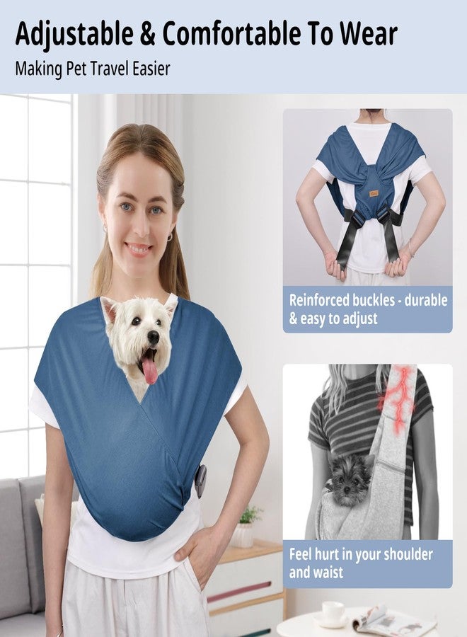 CUBY Swaddle Dog Sling Carrier for Small Dogs, Front Pet Sling Carrier Chest,Hands Free Adjustable Cat Sling Carrier Soft Cotton Reducing Pain Puppy Sling Carrier for Small Pet Up to 10lb (Blue) - Image 4