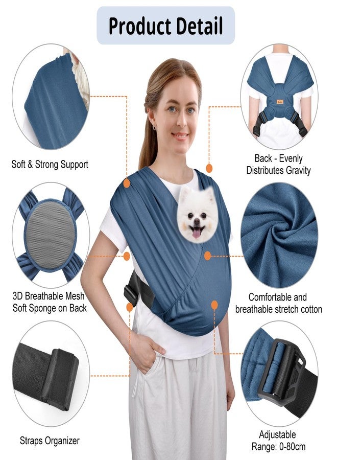 CUBY Swaddle Dog Sling Carrier for Small Dogs, Front Pet Sling Carrier Chest,Hands Free Adjustable Cat Sling Carrier Soft Cotton Reducing Pain Puppy Sling Carrier for Small Pet Up to 10lb (Blue) - Image 3