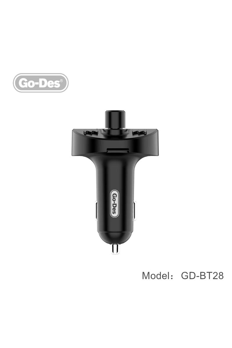 جو-ديز جهاز إرسال FM للسيارة مزود بتقنية البلوتوث وشاحن سريع 5 فولت 2.4 أمبير، طقم سيارة بلوتوث حر اليدين، محول مشغل MP3 للسيارة - Image 3