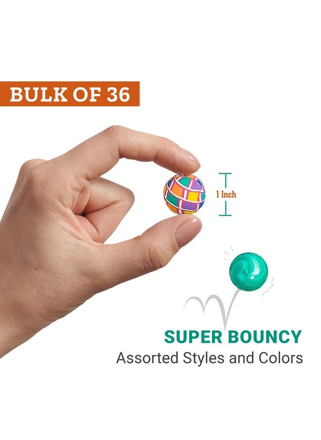 Bedwina - Bouncy Balls In Bulk - Pack Of 36 (1Inch/27Mm) Hi Bounce Ball Variety Assortment Mix, Colorful And Small Rubber Bouncing Balls For Kids Game Prizes, Party Favors And Vending Machines - Image 1