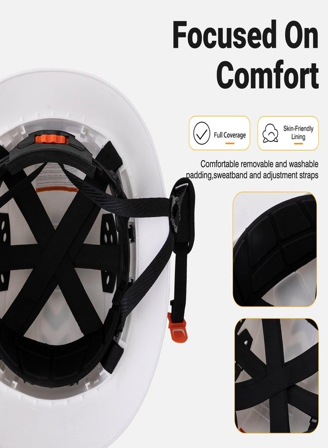 LOHASWORK Full Brim Hard Hat Construction OSHA Approved Vented Hard Hat Cascos De Construccion 6 Point Adjustable Ratchet Suspension Matte White Graphite Pattern - Image 4