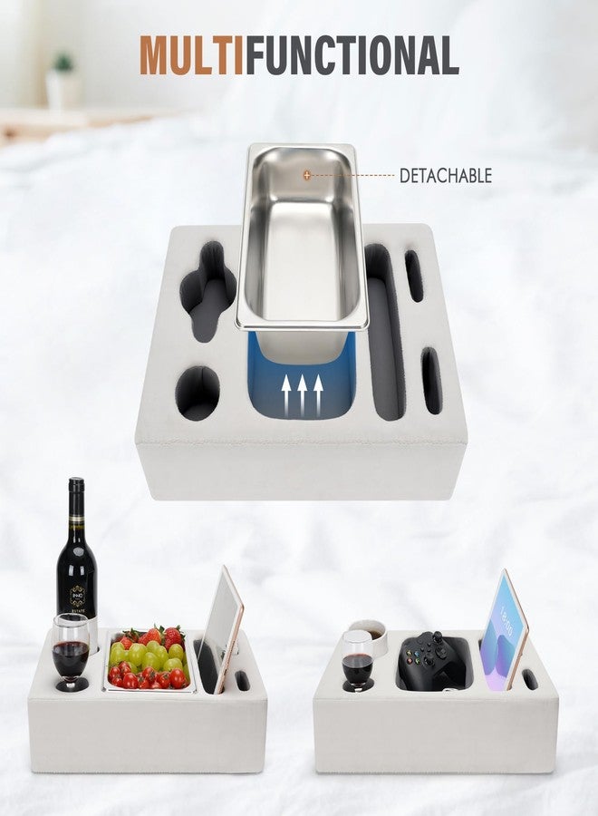 INNO STAGE Couch Cup Holder Pillow - Sofa Cup Holder with Stainless Steel Bowl Couch Drink Caddy Remote Snacks Cozy Mug Cupholder Buddy for Bed, Car, Man Cave, Rv, Tv, Backseat (Silver) - Image 3